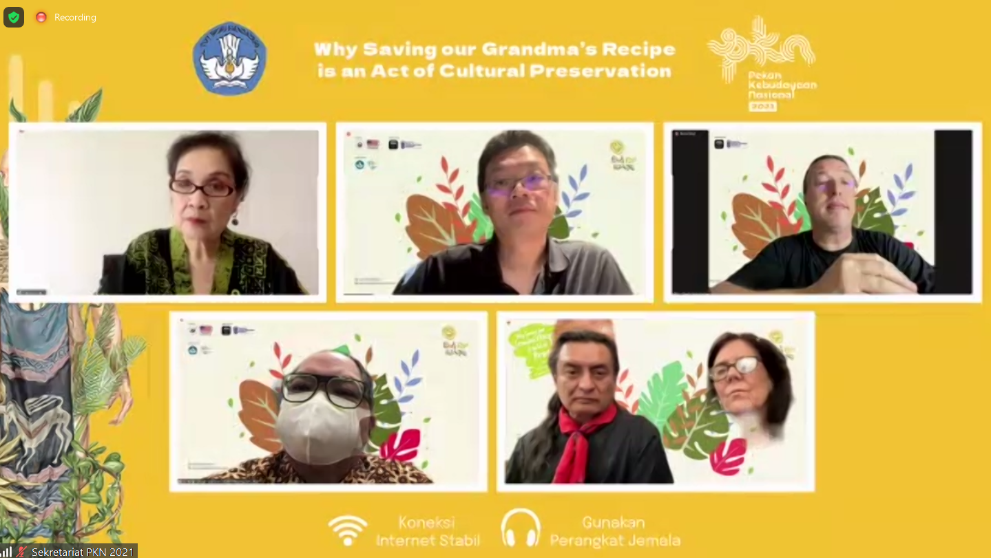 Webinar Why Saving Our Grandma's Recipes in an Act of Cultural Preservation?. (Dok. tangkapan layar Zoom) Webinar Why Saving Our Grandma's Recipes in an Act of Cultural Preservation?. (Dok. tangkapan layar Zoom)